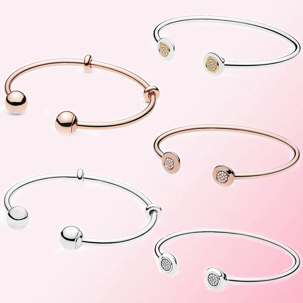 

2019 100% 925 Silver Strengths 1:1 Up Two-Signature Color Opened Bracelet with TIPO From The Form of Ladies'Wedding Bracelet