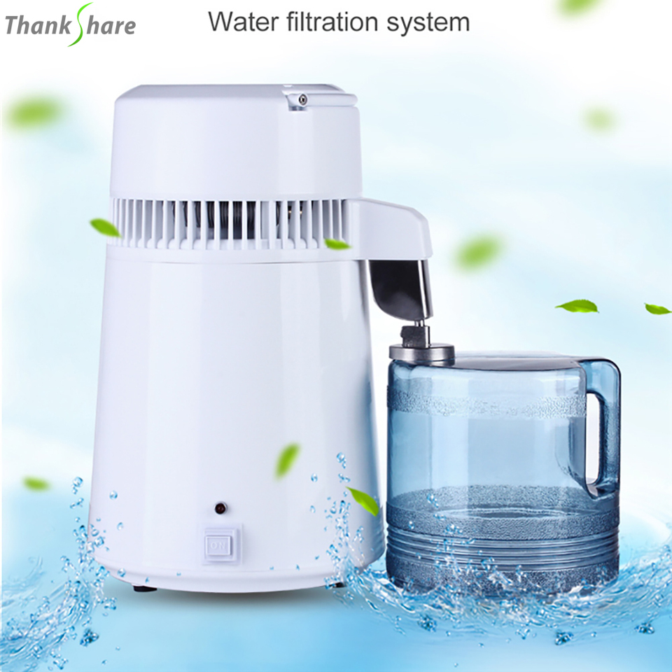 110V 220V Pure Water Distiller 4L Dental Distilled Water Machine Filter Stainless Steel Electric Distillation Purifier Jug 75W