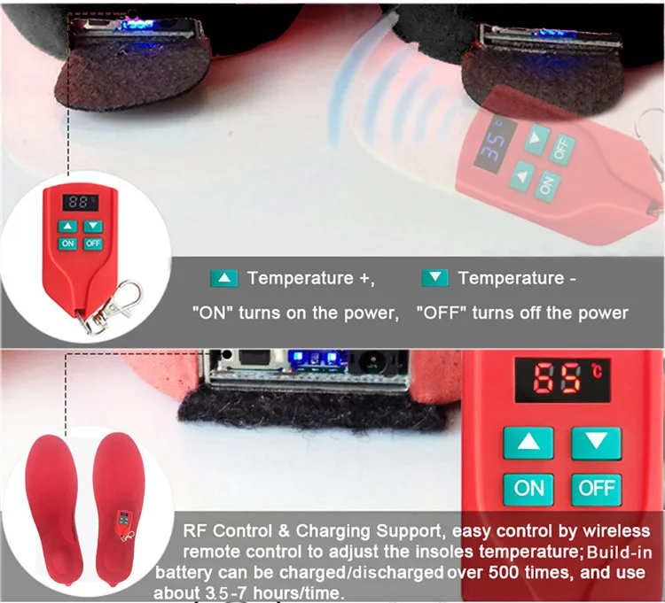 Аккумуляторные стельки с электрическим подогревом, 3D ортопедические стельки, Нескользящие амортизационные стельки с подогревом, зимняя теплая колодка для обуви