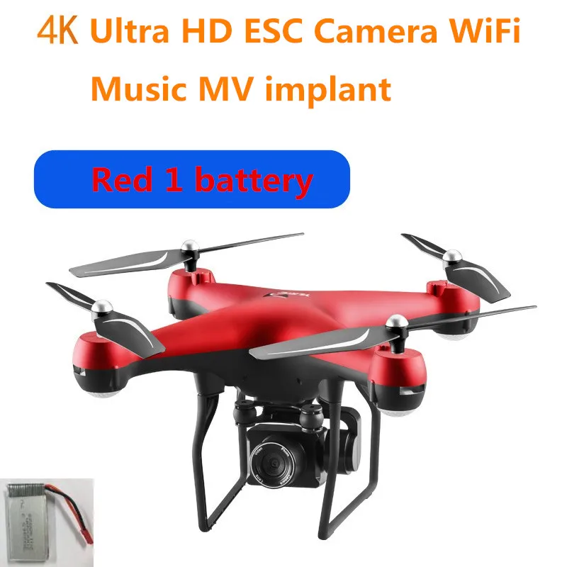 Дроны с камерой HD 4k Дрон Квадрокоптер Автоспуск Дрон 2,4 ГГц RC вертолет самолет с одной кнопкой управления WiFi FPV Дрон игрушки - Цвет: Red 4K   1 battery