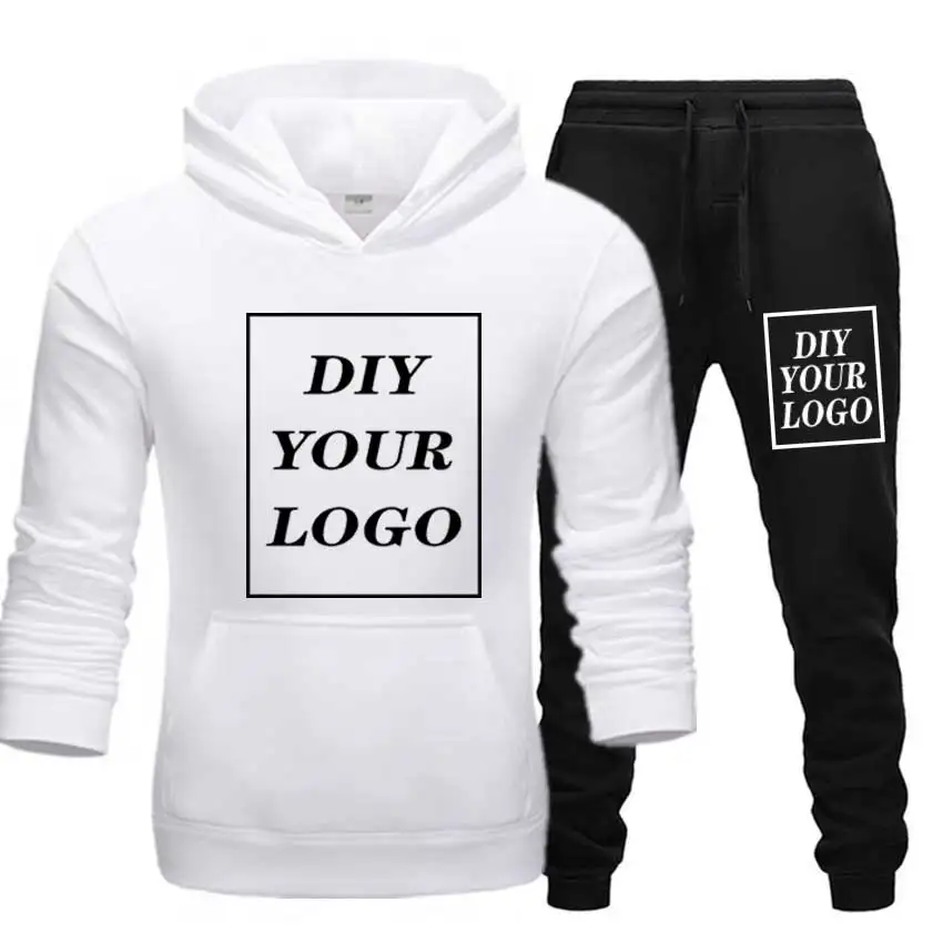 custom logo Print Толстовки и штаны с принтом логотипа по индивидуальному заказу; плотный свитер; удобная уличная одежда унисекс с логотипом «сделай сам»; Спортивный костюм; Прямая поставка; пуловеры - Цвет: custom logo Print