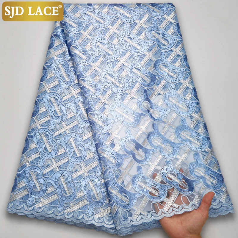 SJD LACE Sequins Tulle Mesh African Lace Fabric Luxury French Nigerian Net Lace Fabric High Quality Wedding Dress Material A2620