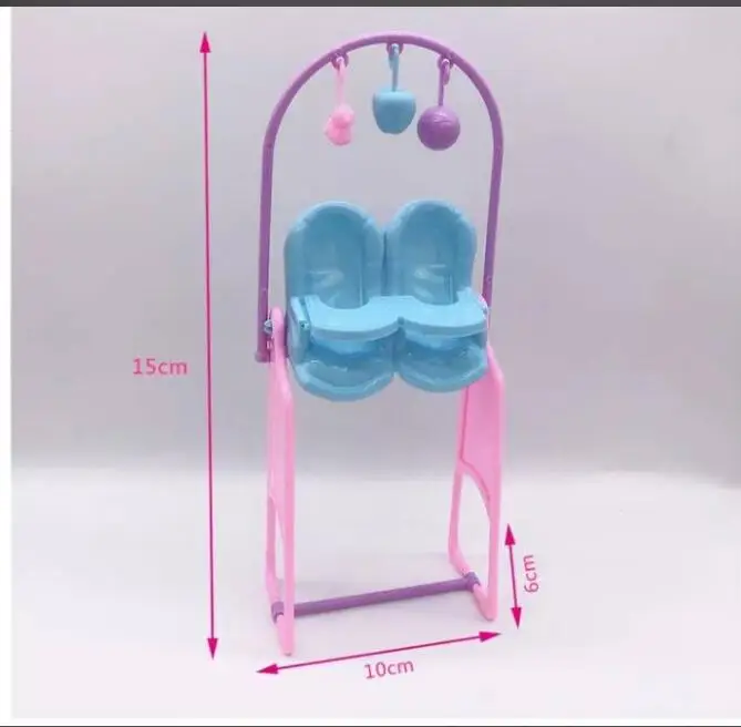 Новейшая мода аксессуары для Барби детская кроватка+ туалет+ Спальня+ парк развлечений Пластиковые Детские интерактивные игрушки/ - Цвет: Синий