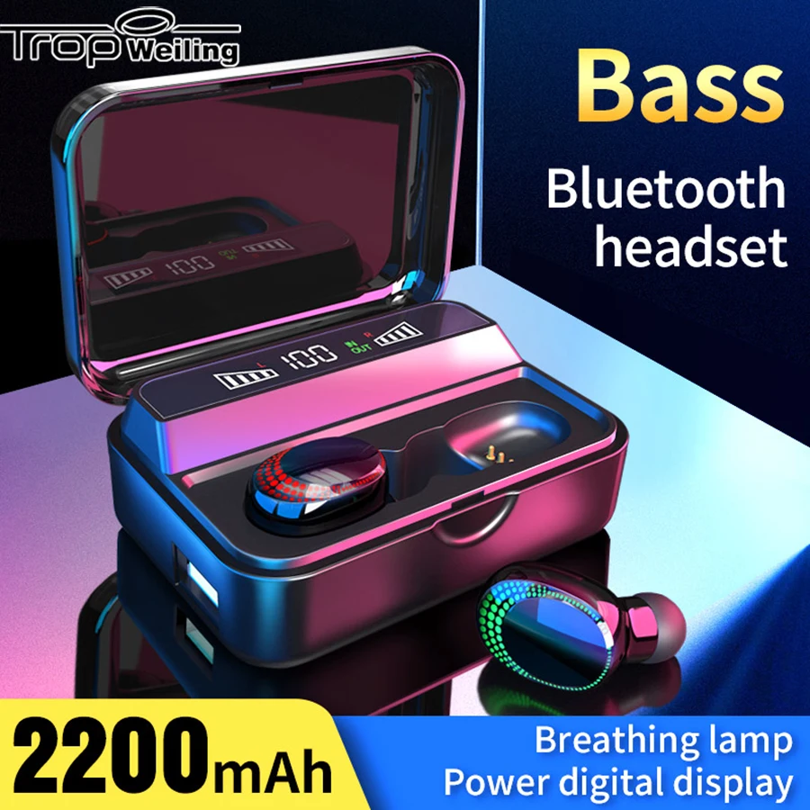 

TWS Fingerprint Touch Bluetooth Earphone Wireless Headphones Bluetooth V5.0 3D Stereo Noise Cancelling Earbuds In Ear Earphones