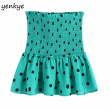 Милая винтажная юбка мини-юбка с высокой талией в горошек BBWM9508