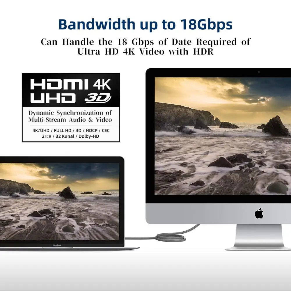 Кабель HDMI-HDMI 2.0a 2.0b, AMPCOM Инженерная серия 4 K HDMI кабель HDMI 2,0 Поддержка 3D Ethernet HDR 4:4:4 для HDTV PS4 PS3