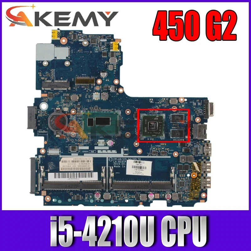 Для HP 450 G2 Материнская плата ноутбука ZPL40/ZPL50/ZPL70 LA-B181P DDR3L с SR1EF i5-4210u Процессор R5 M255 2