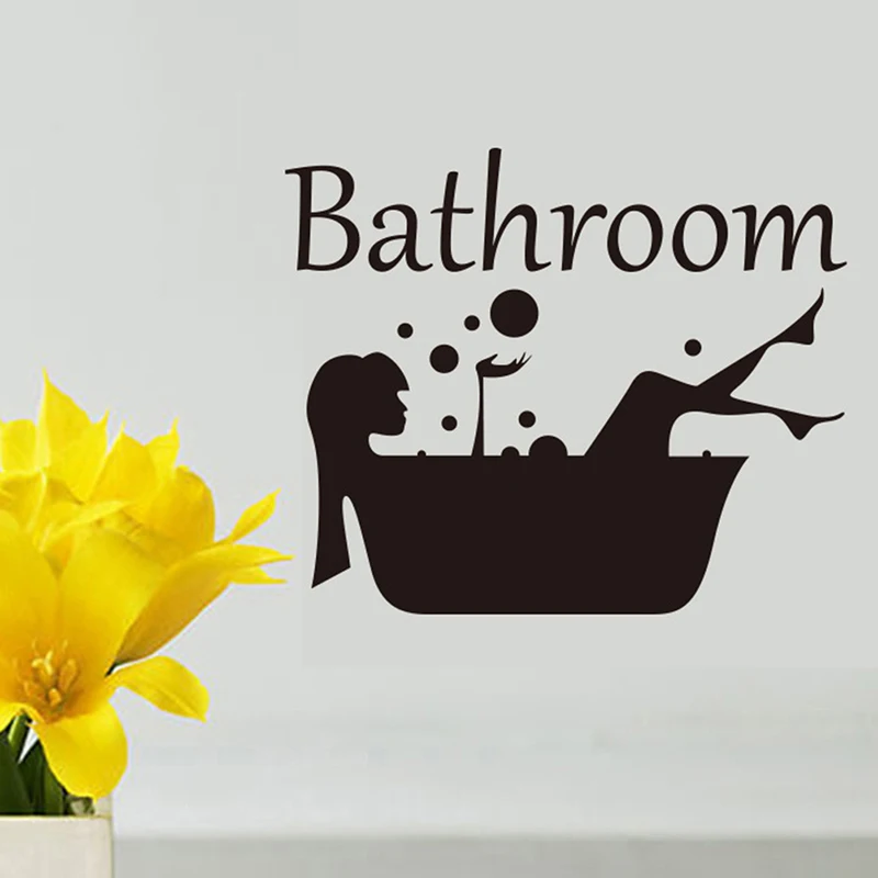 TPXCKz Hot Sale Bathroom Wall Sticker Letter Removable Art Vinyl Mural Home Room Toilet Door Vinyl Decal Transfer Vintage Quote