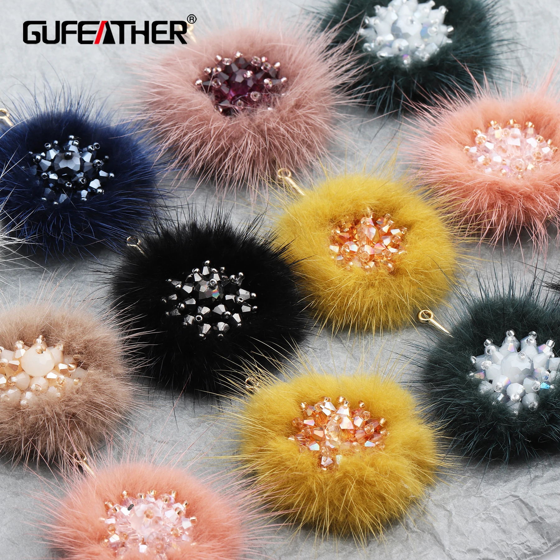 

GUFEATHER M477,jewelry accessories,real fur mink,hand made,diy earring,fluffy ball,jewelry making,earrings for women,4pcs/lot
