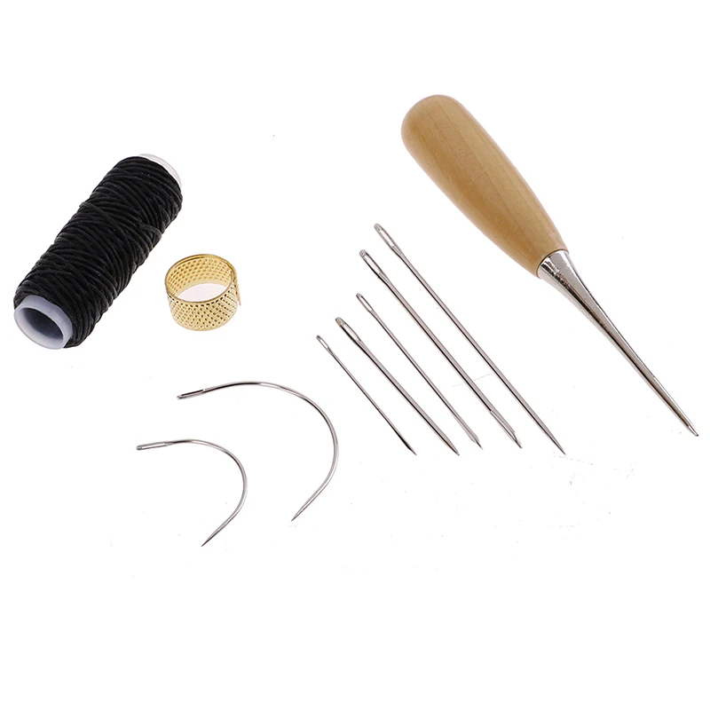 1 комплект кожаный швейный набор игл шило игольчатая нить инструмент для ремонта обуви