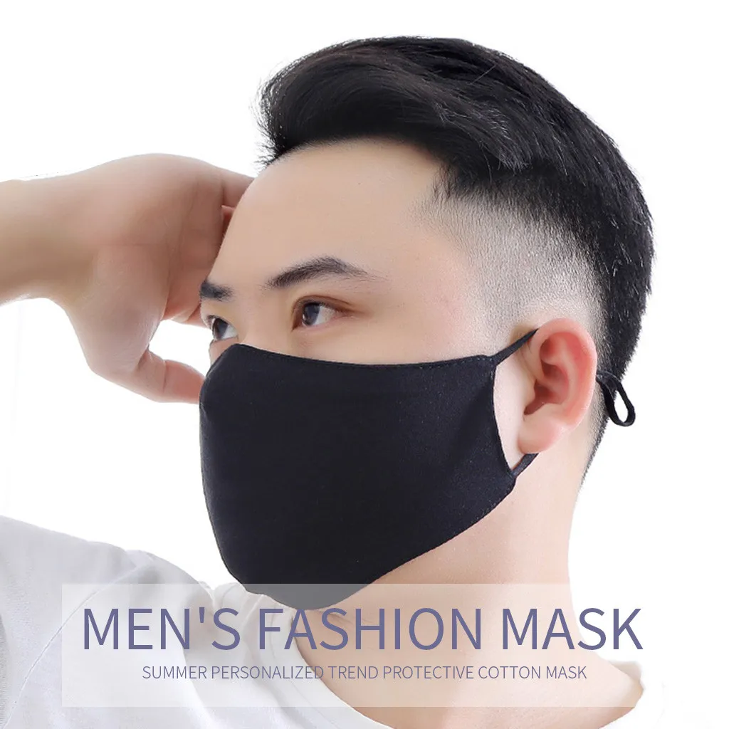 1/4 pièces adulte hommes femmes respirant lavable extérieur poussière masque facial noir mince poussière coton masques masque