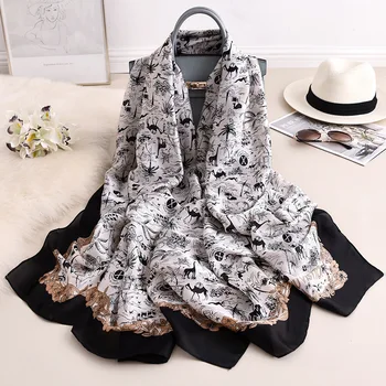 

2020 Designer Print Silk Women Scarf Print Neck Wraps Lady Foulard Pashmina Shawls Warm Scarves Female Bufanda