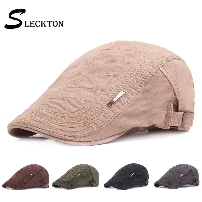 

SLECKTON 100% Cotton Berets Cap for Men Casual Flat Cap Fashion Newsboy Caps Herringbone Summer Visors Sun Hats Peaky Blinders