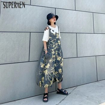 

SuperAen Sleeveless Denim Dress Female 2020 New Summer and Spring Fashion Women Dress Printed Wild Casual Women Clothing