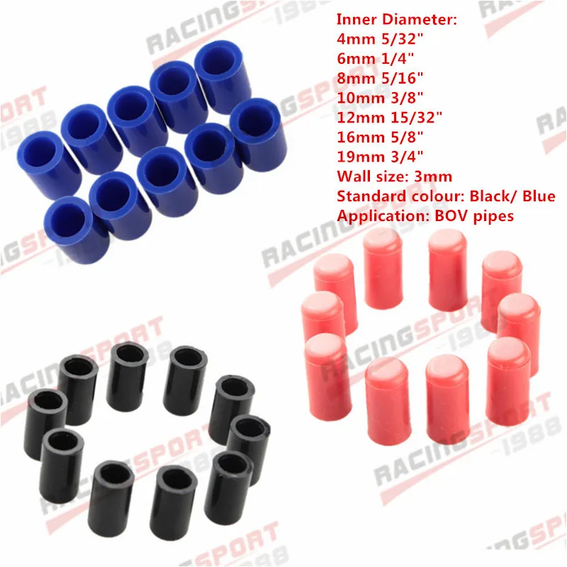 

10PC 4mm/6mm/8mm /10mm12mm16mm/19mm Silicone Blanking Cap Intake Vacuum Hose End Bung Black/Blue/Red