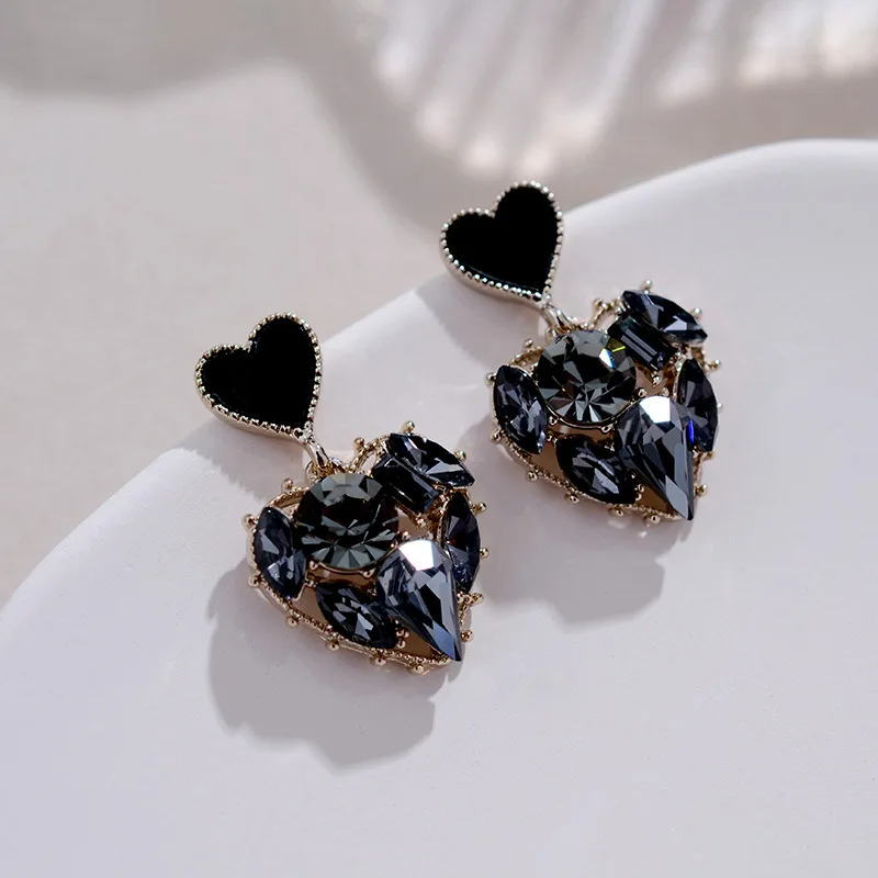 Trendy Crystal Love Heart Dangle Earrings For Women Sweet Fashion Jewelry dangle earrings crystal earrings
