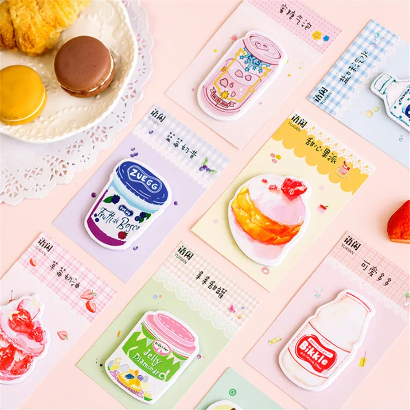 

1PC Kawaii Fruits Jam Memo pad Lovely Drinks Sticky notes Office memos Shcool Stationery deco gift supplies PH200