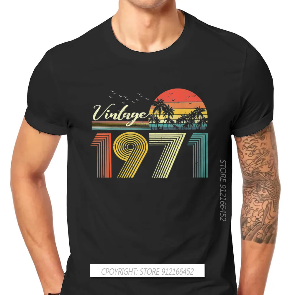

Vintage TShirt For Men 1971 50th Anniversary Camisetas Style T Shirt Comfortable Printing Fluffy
