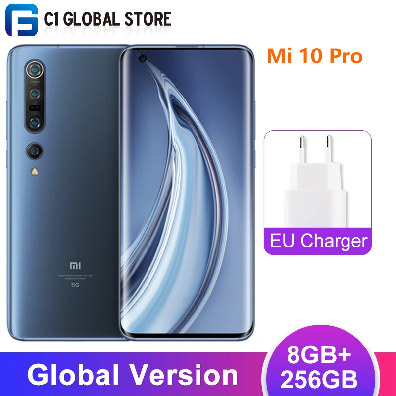 Глобальная версия Xiaomi Mi 10 pro 8 Гб 256 мобильный телефон 5G Snapdragon 865 Octa Core 108MP Quad Camera 6 67