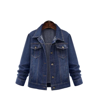 

Lucyever Plus Size Women Denim Jacket Fashion Autumn Single Breasted Blue Coat Casual Turn Down Collar Jean Jacket Cotton 5XL