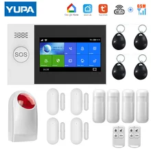 YUPA – système d'alarme de sécurité domestique sans fil, wi fi, GSM, 4.3 MHz, écran tactile 433 ", avec détecteur de mouvement, anti cambriolage 