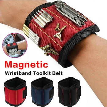 

Magnetic wrist with nylon velcro wrist with magnet screw fixing tool pickup work assistant storage 1pc