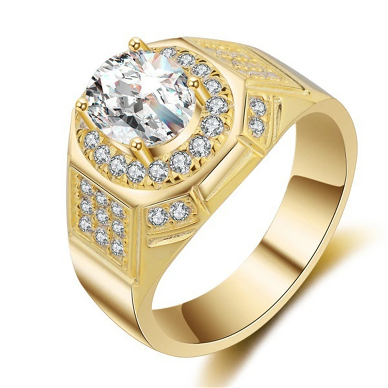 14K желтое золото AAA имитация бриллианта мужское кольцо Anillos обручальное Bizuteria драгоценный камень, бриллиант изящные украшения с топазом кольца серебряные украшения gümüş