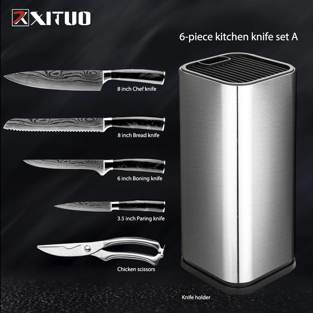 XYj 9pcs Professional Kitchen Knife Set Japanese Knife Sets Kitchen Knives  Damascus Knife Sets Laser Damascus Pattern Chef Knife Best Kitchen Knives