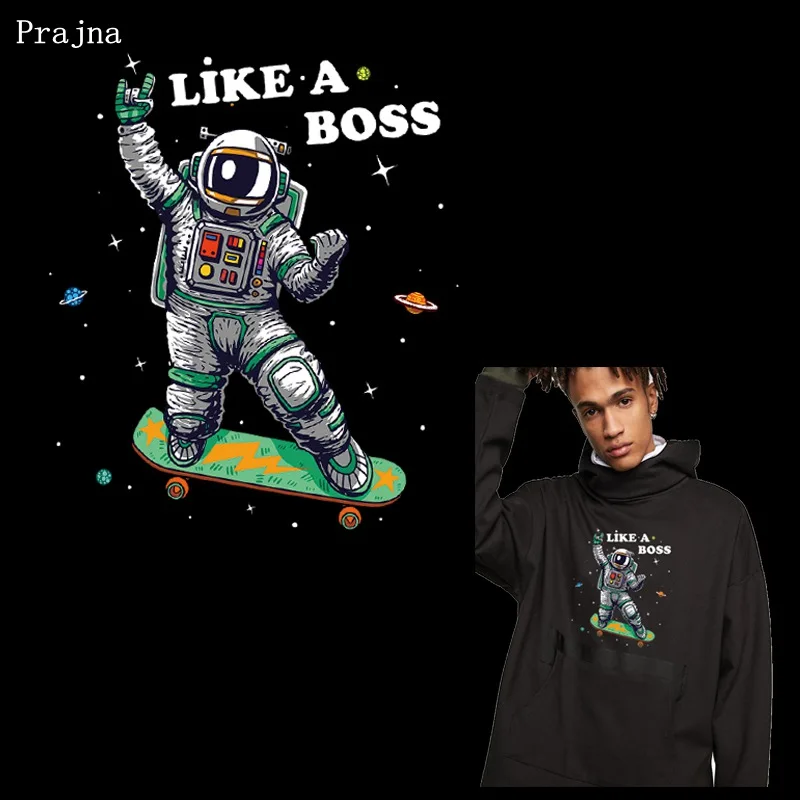 

Prajna UFO Patch Astronaut Iron On Transfers Vinyl Thermal Patches For Clothing DIY Appliques Washable Iron Stickers On T-shirt