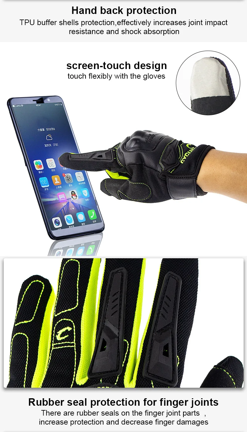 Полный палец мотоциклетные перчатки сенсорный экран MTB гоночный Велоспорт Мотокросс перчатки спортивные сенсорный экран женские мужские велосипедные перчатки