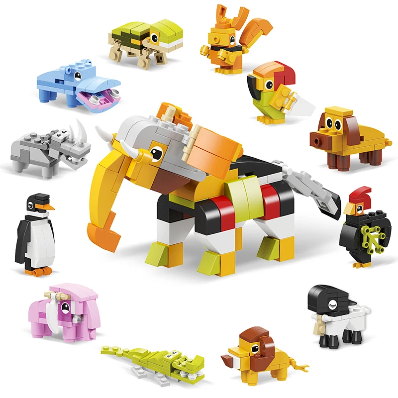 Kids Assemble Robot Car Building Blocks Toys Gashapon Capsule DIY Animal Series Model Educational Toys Children Birthday Gifts