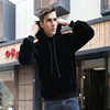 Sudadera con capucha para hombre, de piel sintética con forro polar, de manga larga, abrigo grueso y cálido, casual, color negro, para invierno ► Foto 3/6