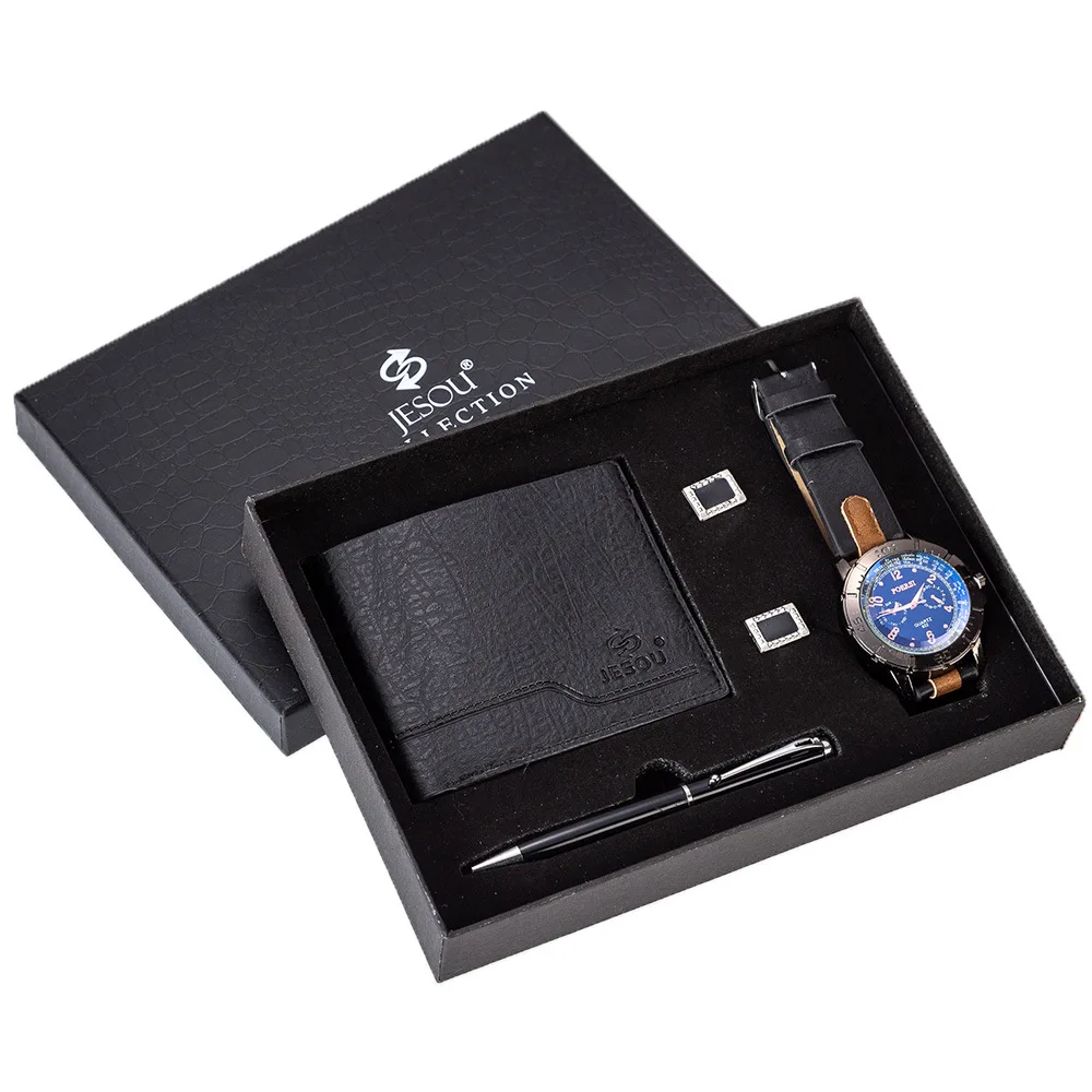 

Men Gift Set Exquisite Packaging Watch + Wallet Cufflinks Pen Set Creative Packaged Combination