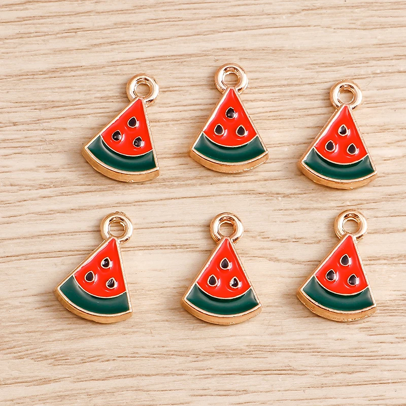 Set of 10 Colorful Fruit Enamel Charms for Handmade Jewelry Crafting