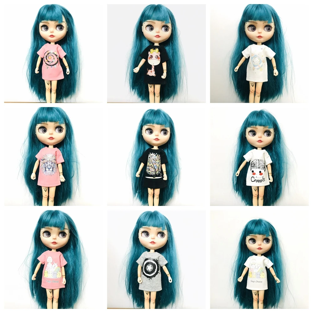 

1/6 Blyth licca momoko doll clothes 1/6 Fashion doll clothes Blyth Long Style T-shirt doll accessories