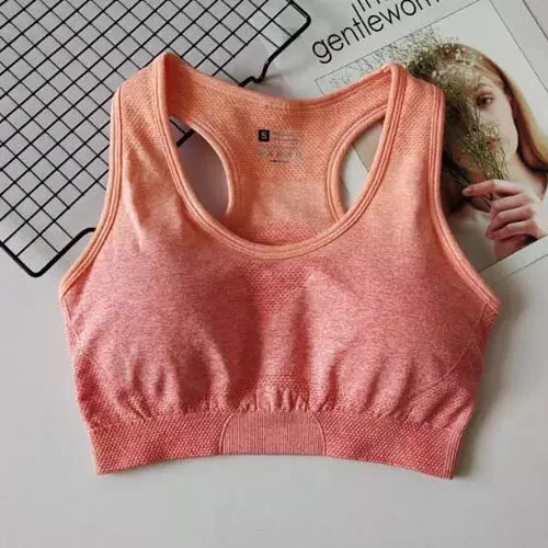Orange Ombre бесшовный ударопрочный спортивный бюстгальтер для фитнеса йога борцовка бюстгальтер Топ со съемной прокладкой пуш-ап бюстгальтер для тренировок активная одежда - Цвет: Orange