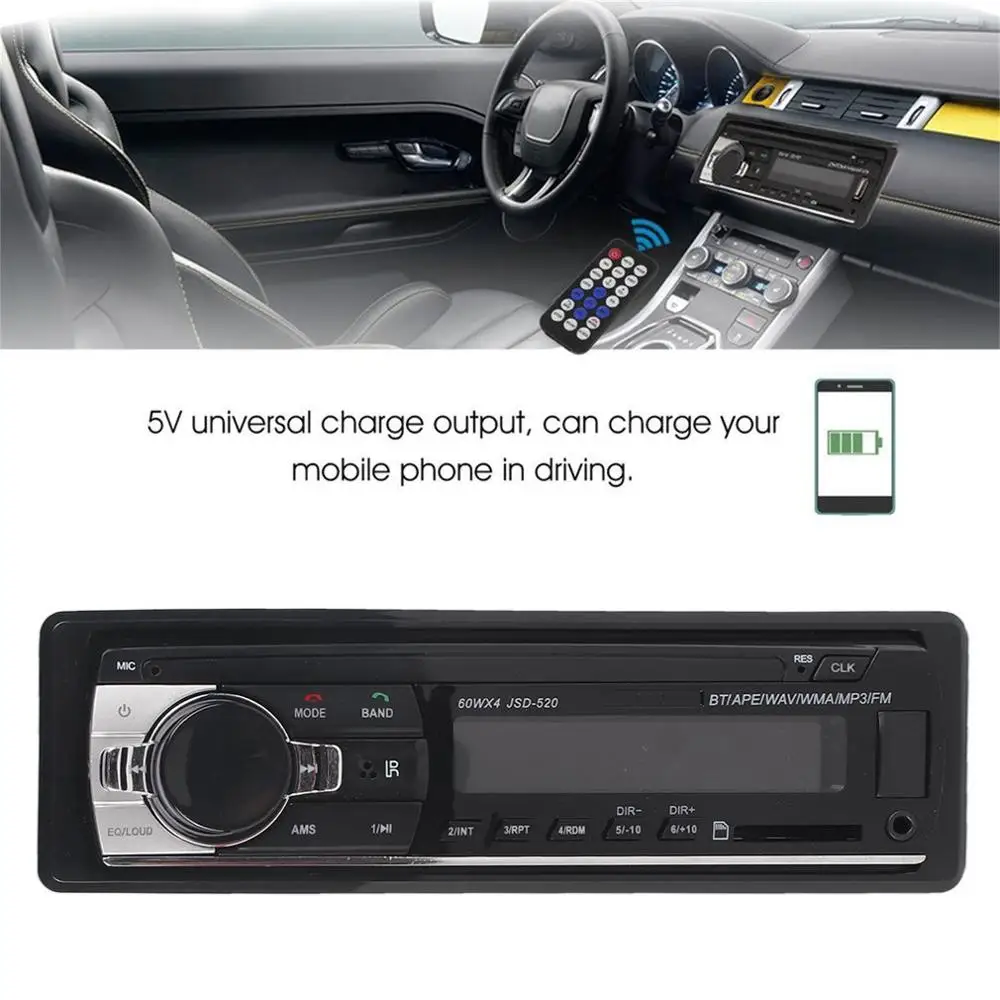 JSD-520 автомобильное радио стерео музыкальный плеер телефон MP3 Пульт дистанционного управления 12 в автомобильное аудио Автомобильное музыкальное устройство