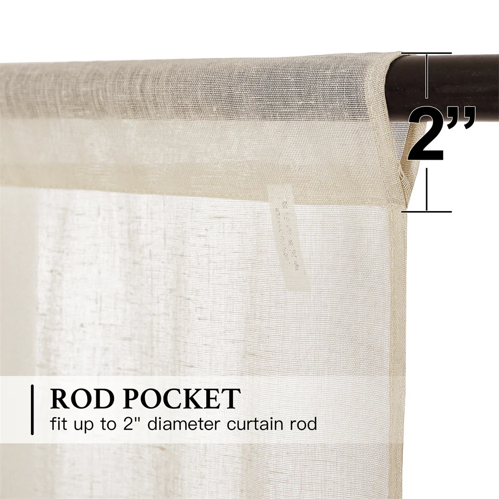 NICETOWN 1PC Tie Up Shade Rod Pocket Sheer Curtain Modern Solid European and American Style for Kitchen Small Window