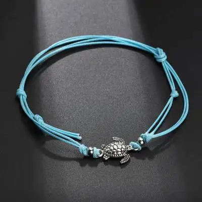 Bohemian vintage handmade ankle bracelet anklet personality alloy turtle beach hand rope woman accessories - Окраска металла: 2