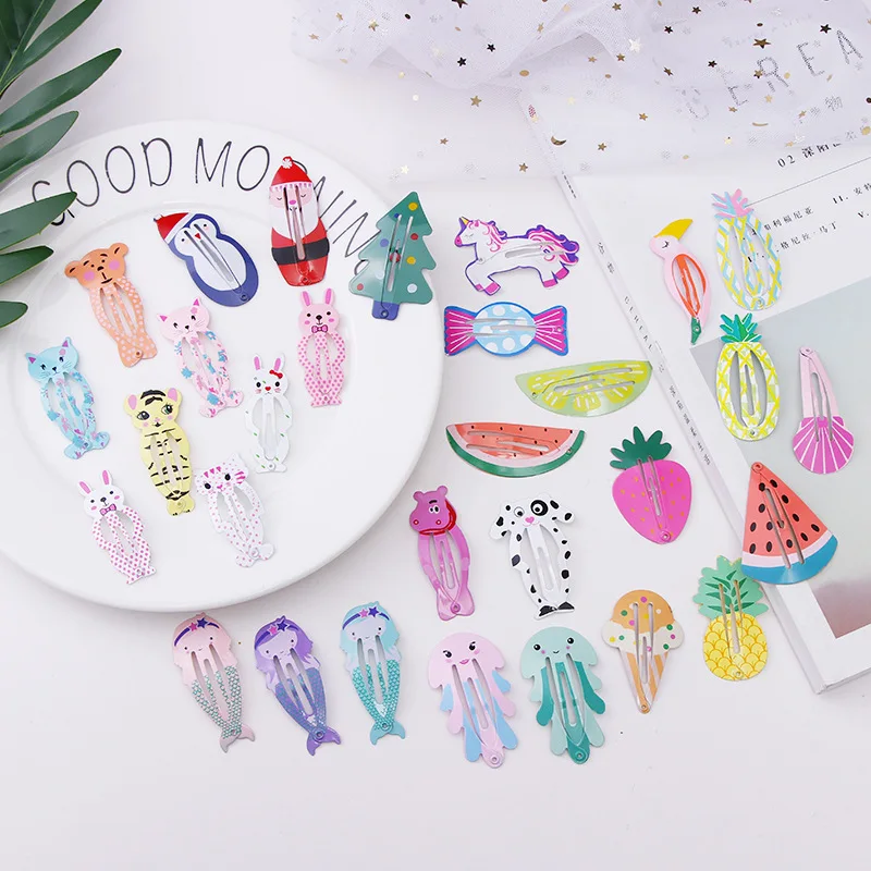 10 шт. заколки для волос с мультяшными рисунками девочек фруктовыми животными