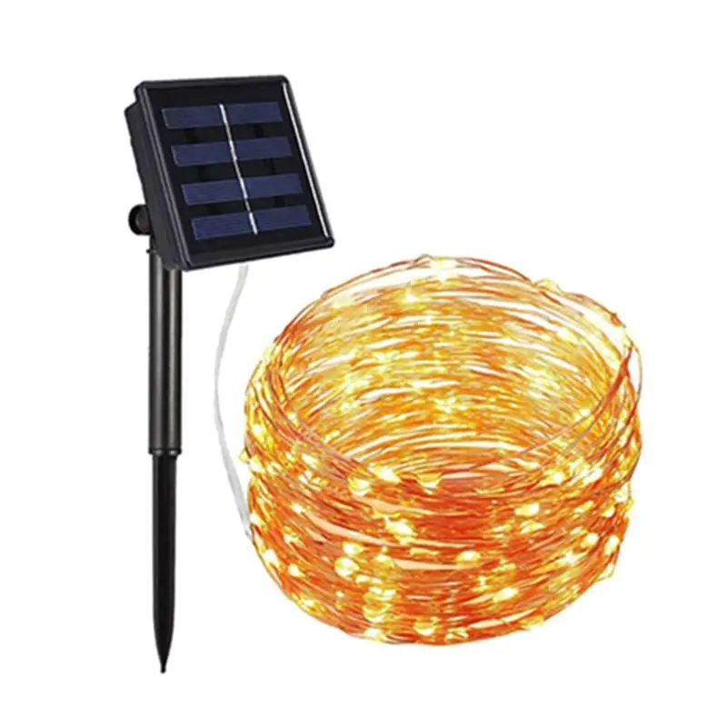 8 м Солнечная энергия 60LED светильник ing струны гирлянда Рождественская декоративная лампа водонепроницаемый медный провод Сказочный светильник - Испускаемый цвет: Warm White