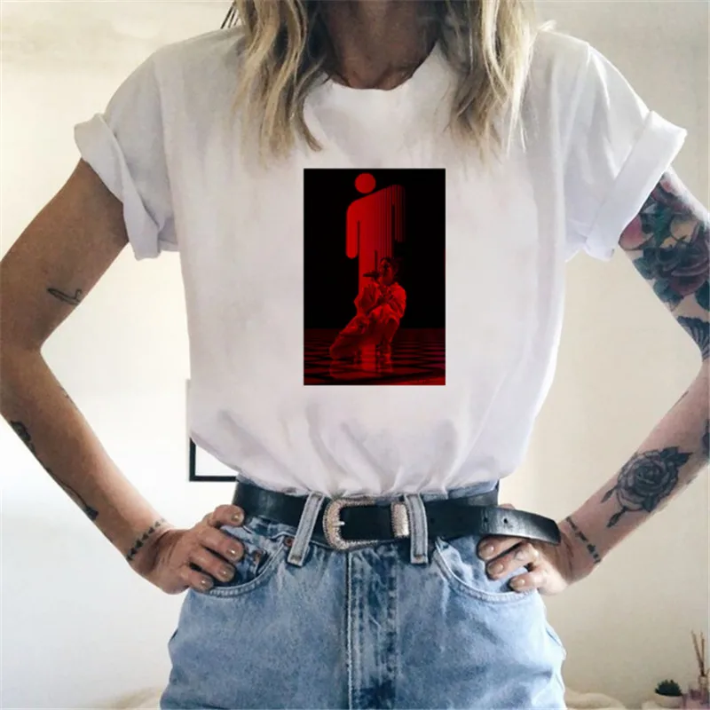 Женская забавная хлопковая Футболка Billie Eilish, унисекс, скейтборд, Рождественская футболка, женская одежда для девочек, уличная футболка