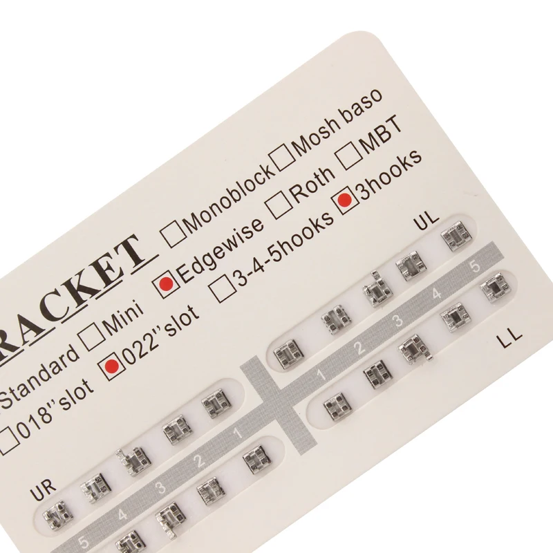 Suporte dental ortodontia, cintas de metal Edgewise, superior e inferior, ultra fino, 3 gancho, 022 \