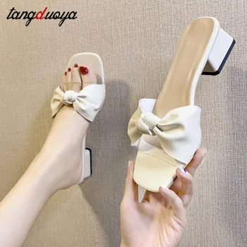 

Ladies Slippers PU Sandals Transparent PVC Sandals Summer Slippers Fashion Square Heel Sandals Sandalias de verano2020 hot