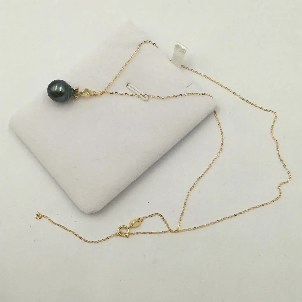 Pendant Necklace Silver Necklace nature Tahitian BLACK pearl with S925 silver chain 9-12 mm baroque 16 inch and 18 inch