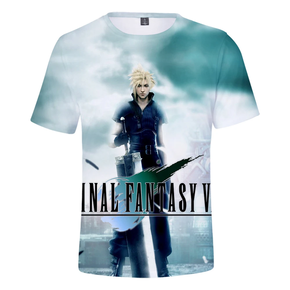 quente final fantasia vii camisa dos homens legal verão lazer pescoço tshirt jogo nova impressão estudante final fantasia vii