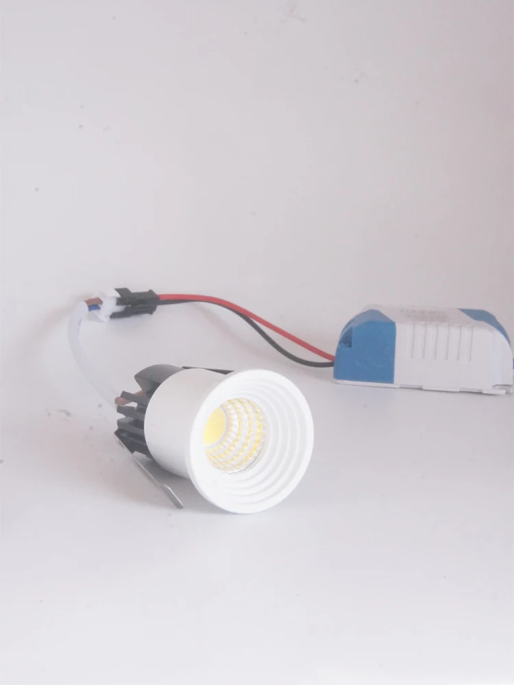 3W 5W Dimmable Cob Led Downlight Mini Cabinet Llight Cut Size 30mm Spot Lamp110V 220v white round body Include Led Driver