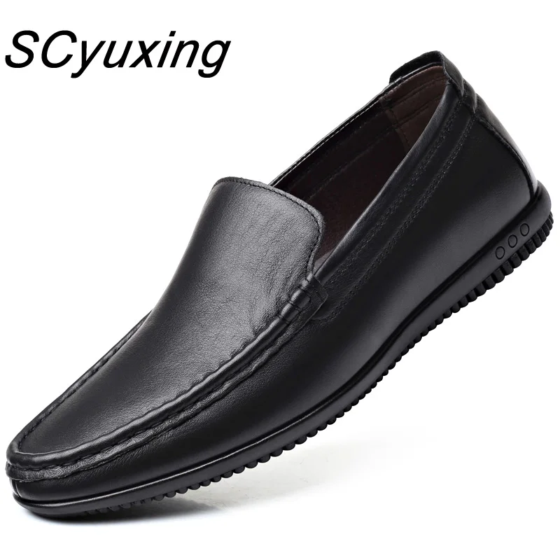 2020 Man Genuine Leather Shoes Soft Rubber Sole Business Casual Lether Loafers Cow | Обувь