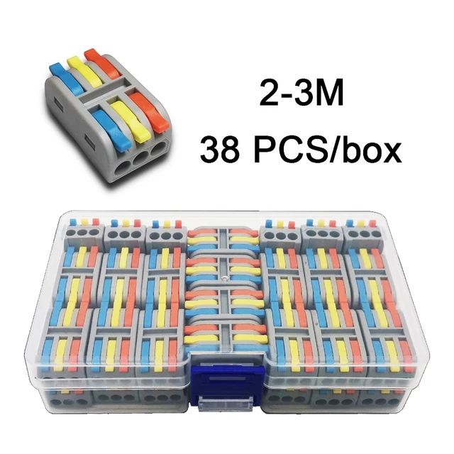 Mini Fast Boxed Wire Connector 2-2M DF-42/62 Compact Conductor Spring Wiring Connector Conductor Push-in Terminal Block 2-3M 38PCS