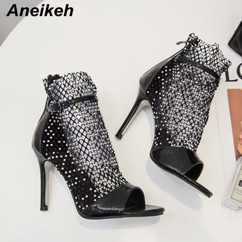 diamante peep toe heels